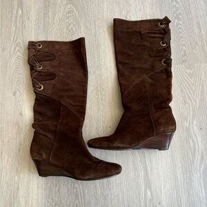00s Brown Suede Thigh High Boots